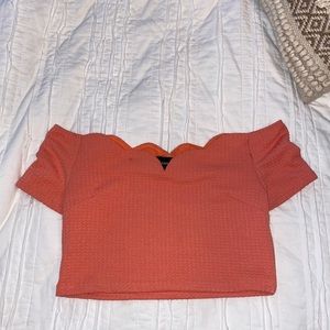Cropped Scallop Neck Top